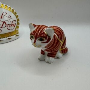 Royal Crown Derby Ginger Kitten Sitting Bone China Paperweight